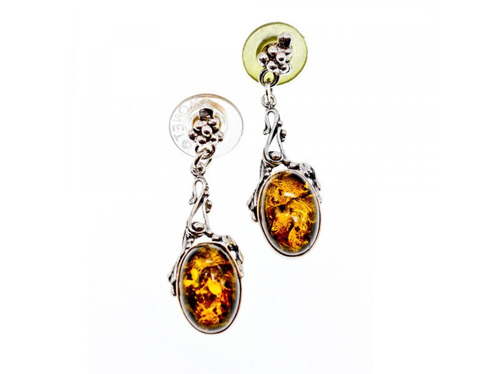 925 Sterling Silver Amber Earrings